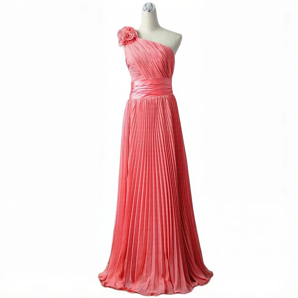 Stock A Line Chiffon Sweetheart Pleat Elegant One Shoulder Bridesmaid Dresses Wedding Party Formal Prom Evening Lace Up Back