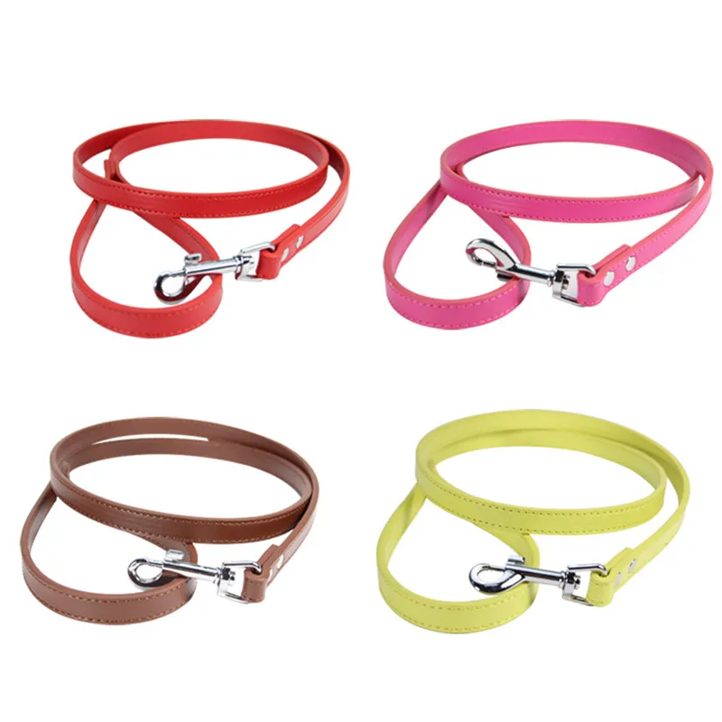 Good Quality Leash for Dogs S#1.5*120 Cm M#2.0*120 Cm Pink Black Red Pet Outdoor Walking Soft Pu Leather Dog Leashes Lead