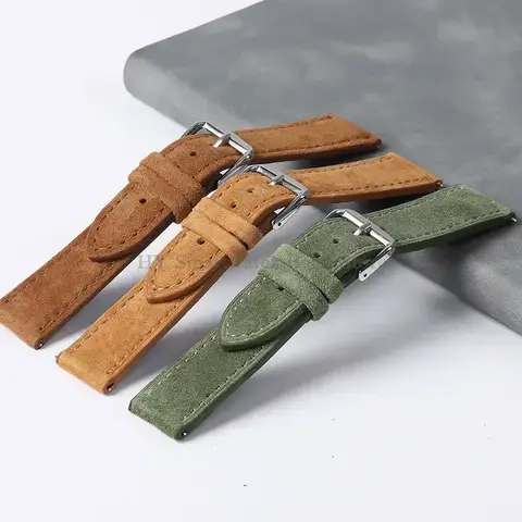 विंटेज साबर लेदर वॉच स्ट्रैप 18mm 19mm 20mm 22mm 24mm Seiko के लिए Huawei GT4/3 हैंडमेड स्टिचिंग क्विक रिलीज़ ब्रेसलेट 8 best sales साबर घड़ी का पट्टा - №6