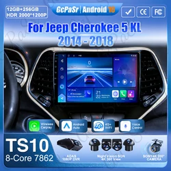 Android 16 Car Radio For Jeep Cherokee 5 KL 2014 - 2018 Screen GPS Navigation Carplay DVD No 2din 4G Wifi 2k Video Autoradio BT