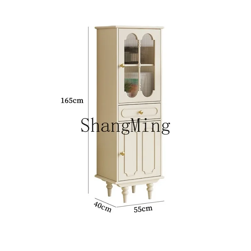 

ZHB white all-solid wood wine cabinet household living room wall storage cream wind single door storage locker
