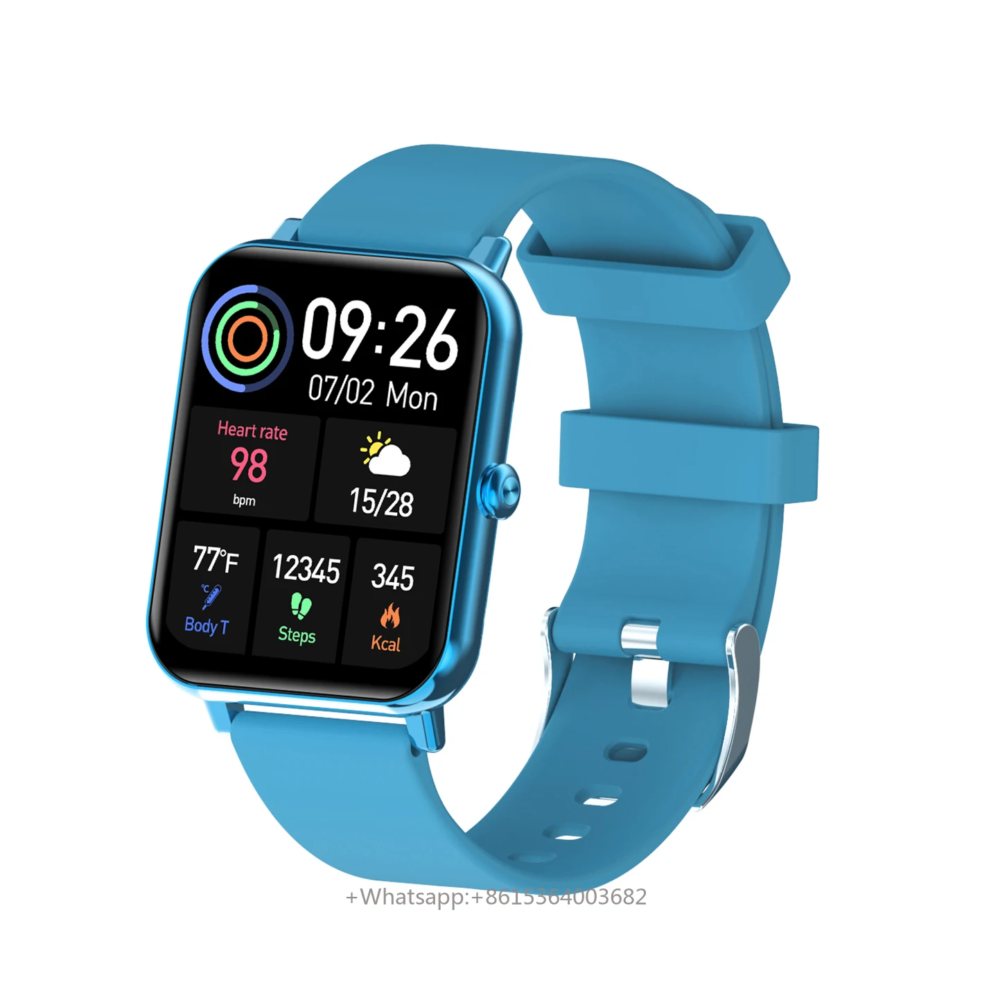 Reloj Inteligente YLL-Asoman F15 Pro con Pantalla TFT Cuadrada de 1.69 Pulgadas, Monitor de Actividad Física con Pantalla Táctil Completa, Resistente al Agua IP67, Correa de Goma Unisex, Monitor de Presión Arterial y Frecuencia Cardíaca