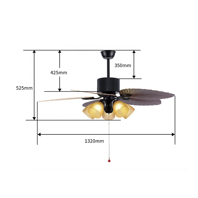 ABS DC Motor 5 Blades Led Lamp Multifunction Smart Remote Control Ceiling Fan with Light 52inches