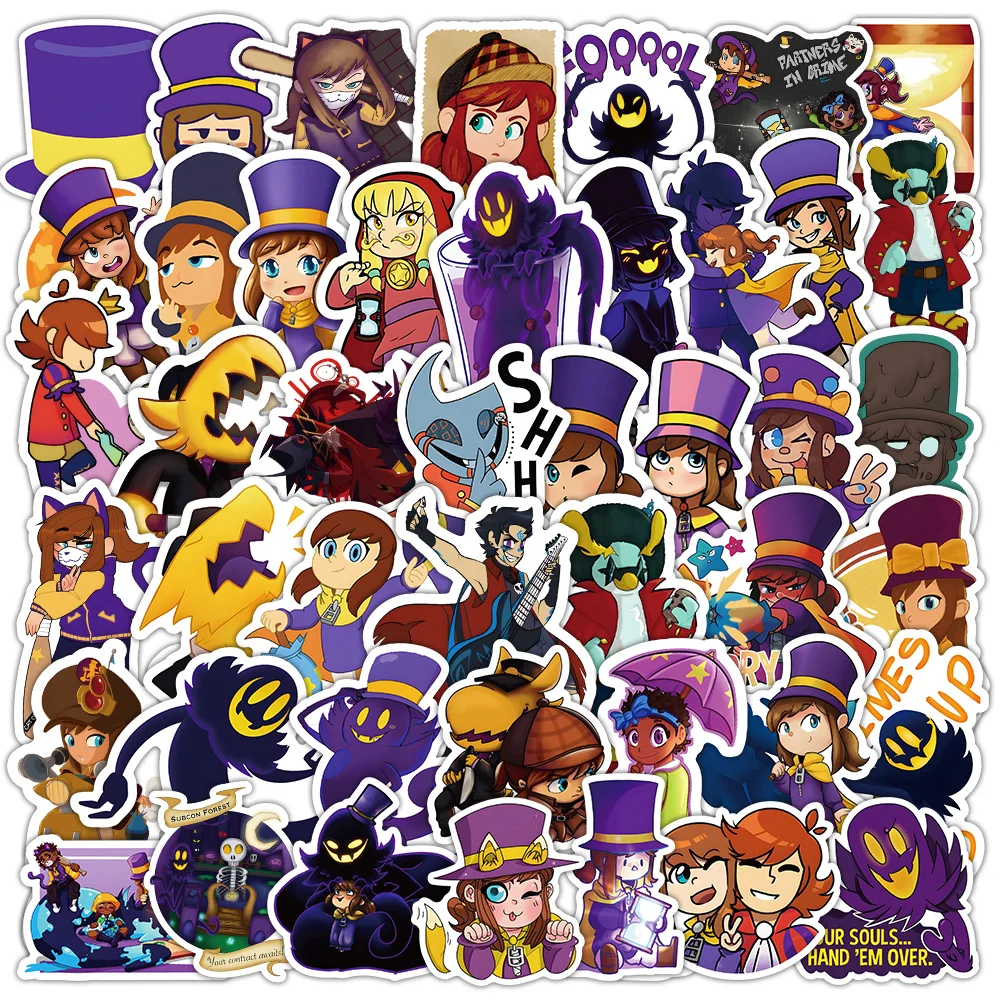 50pcs A Hat in Time Series Graffiti Stickers Suitable for Helmet Desktop Wall Decoration DIY Sticker Pack with Storage Box