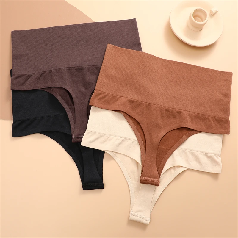 3PCS High Waist Butt Lifter Women\'s Thong Panties Maillard Sexy Tummy Control Belly Shaping Lingerie Female Slimming Shapewear