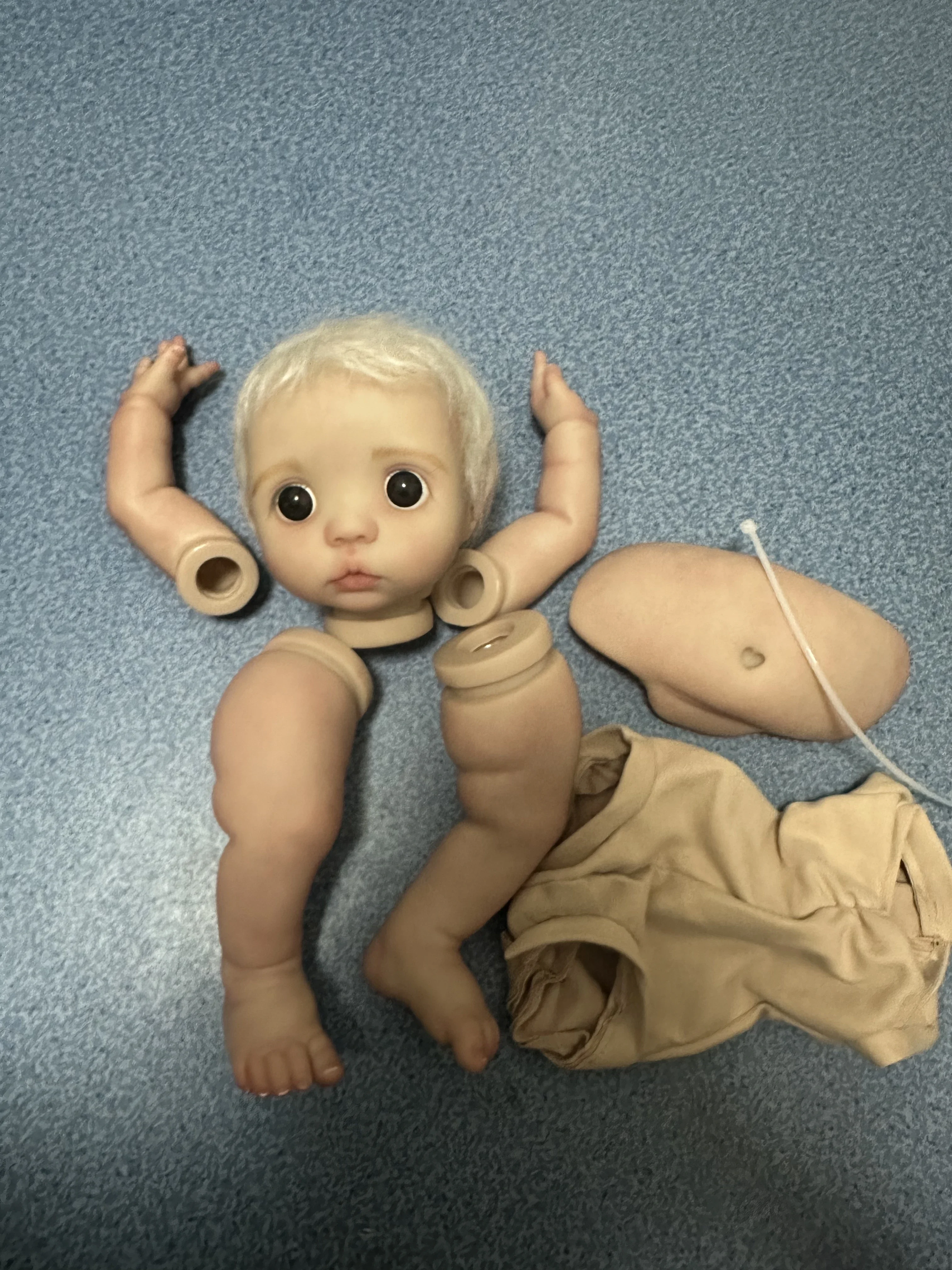 Customized Limited Supply 16inch Reborn Baby Peeka With Hand-Rooted Mohair Painted Kit with painted belly