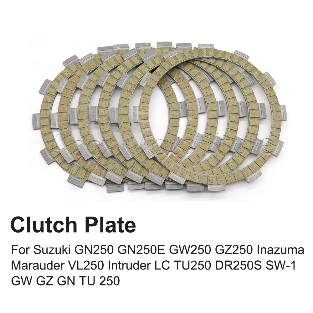 

Motorcycle Clutch Plate Friction Disc Kit For Suzuki GN250 GN250E GW250 GZ250 Inazuma Marauder VL250 TU250 DR250S SW-1 GW GZ 250
