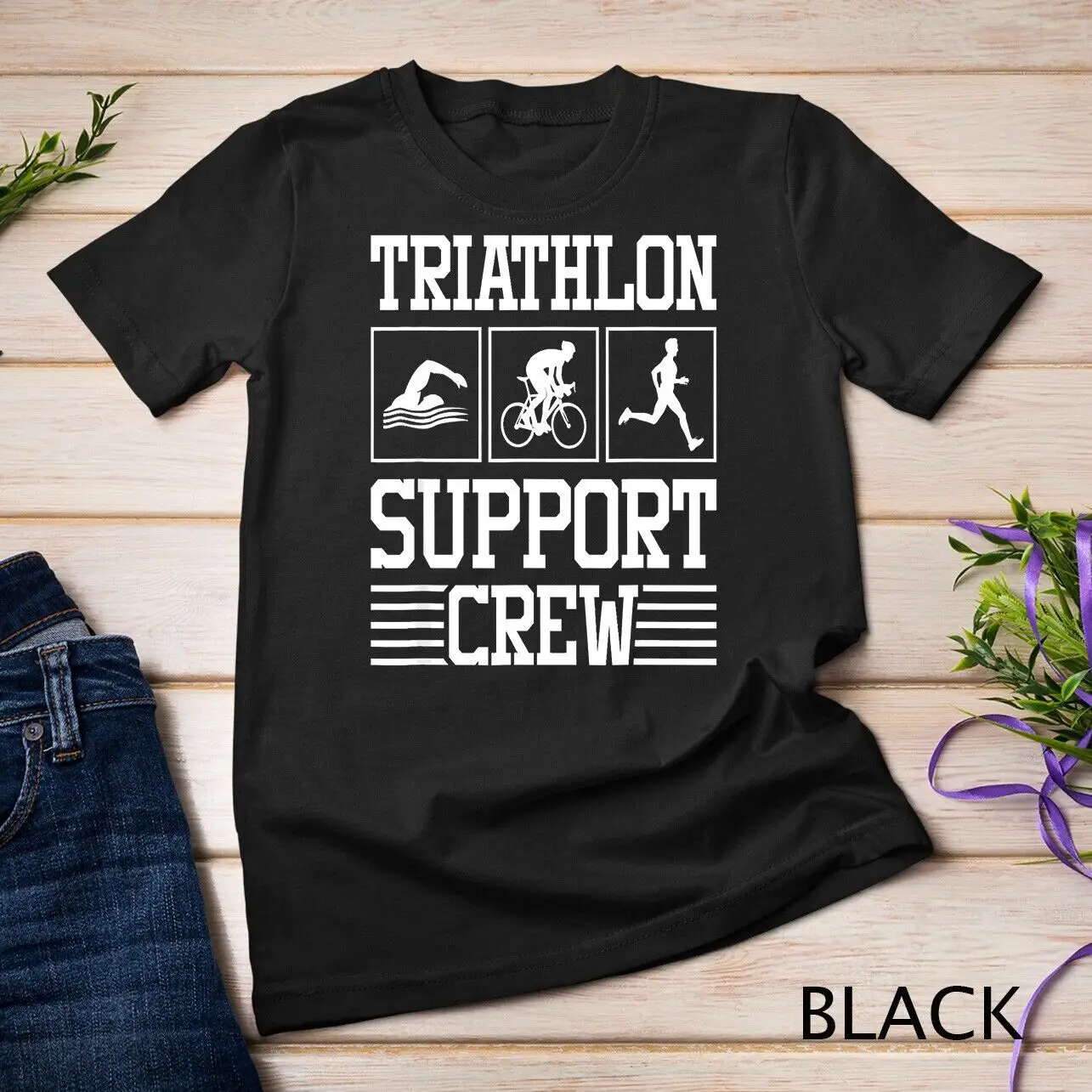 Triathlon Support Crew Athletic Team Run Swim Bike T-Shirt Unisex T-shirt