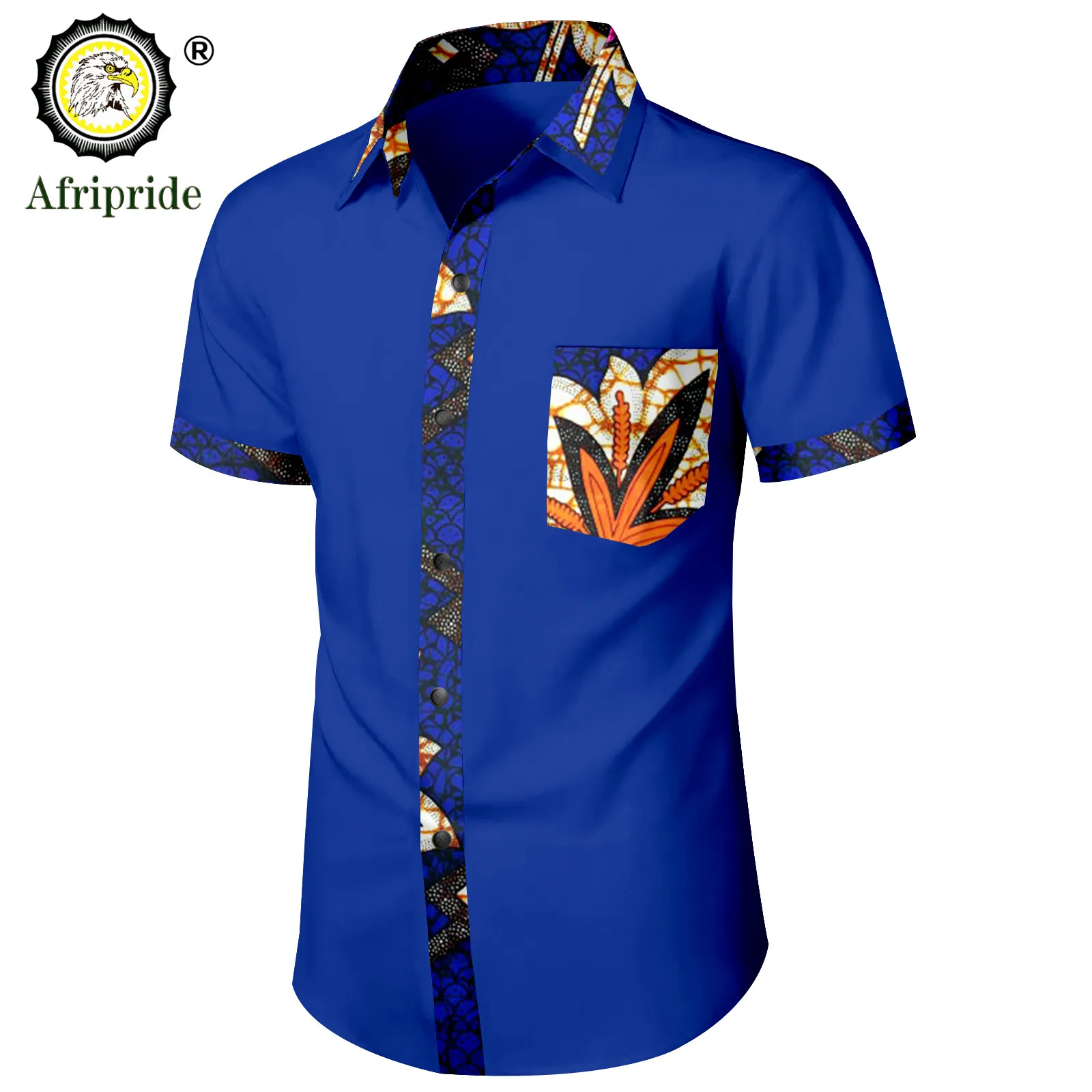 Bazin Riche African Shirts for Men Short Sleeve Casual Blouse Dashiki Tops Ankara Attire Slim Fit  Traditional Clothes A2212002