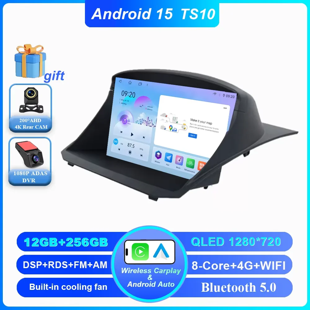 Android 15 Voor Ford Fiesta 2009-2018 Auto Multimedia Video Player GPS Navigatie Auto DVD Bluetooth Touchscreen GEEN 2DIN DVD 4G