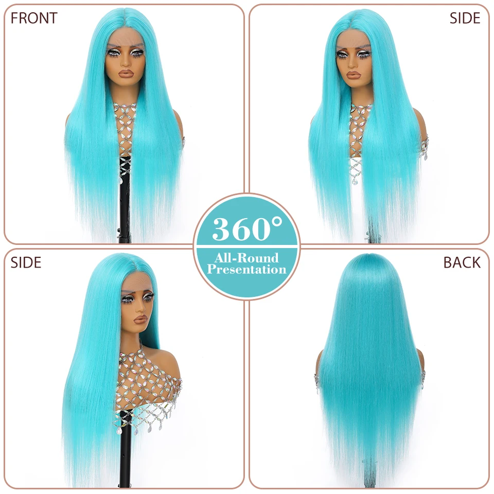 Lace Frontal Wig 13x6 Synthetic Straight Lace Wig For African Women High Temperature Fiber Pink Blonde HD Lace Frontal Women Wig