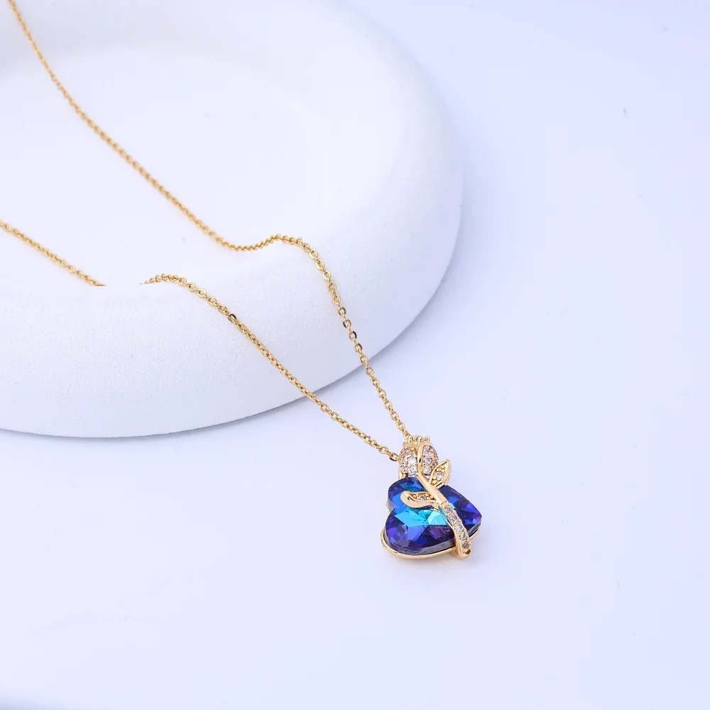 قلادة على شكل قلب المحيط من التيتانيوم الصلب - قلادة جميلة للنساء، سلسلة ترقوة أنثوية فاخرة خفيفة، جي مثالي #3