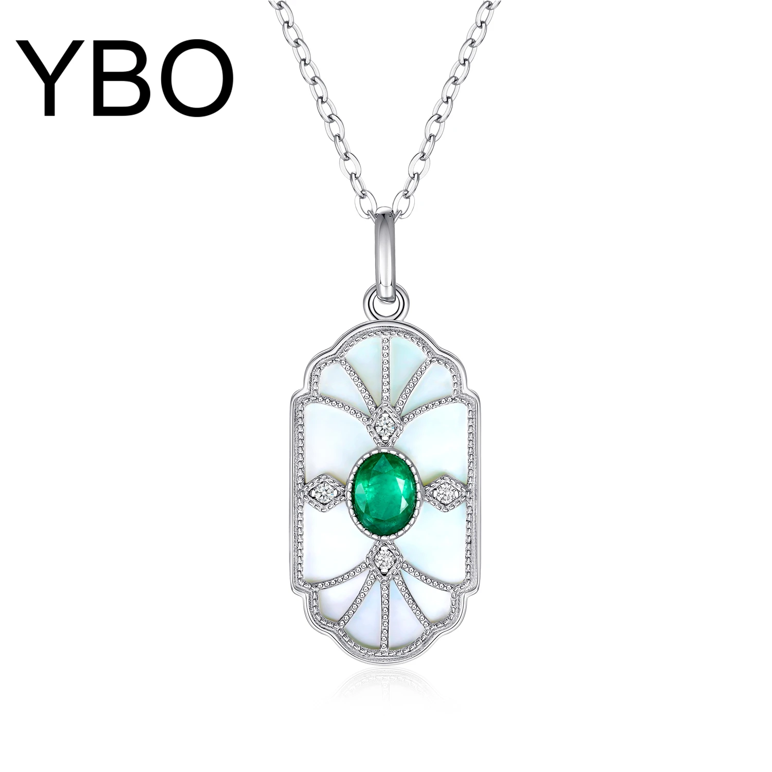 

YBO Luxury Woman Jewelry 925 Sterling Silver Necklaces Female Natural Gemstones Emerald Women's Pendant Necklace Birthday Chains