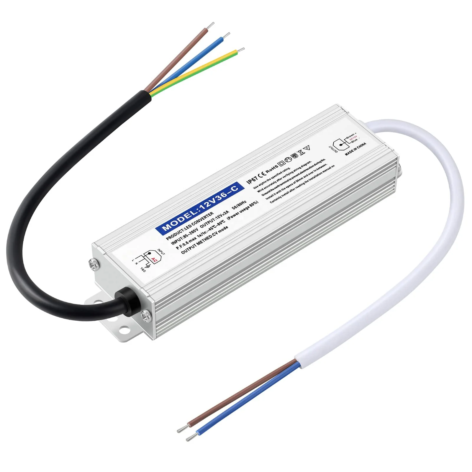 LED Driver Power Supply IP67 Waterproof Voltage Converter DC12V/24v Outdoor Transformers LED Power Adapter