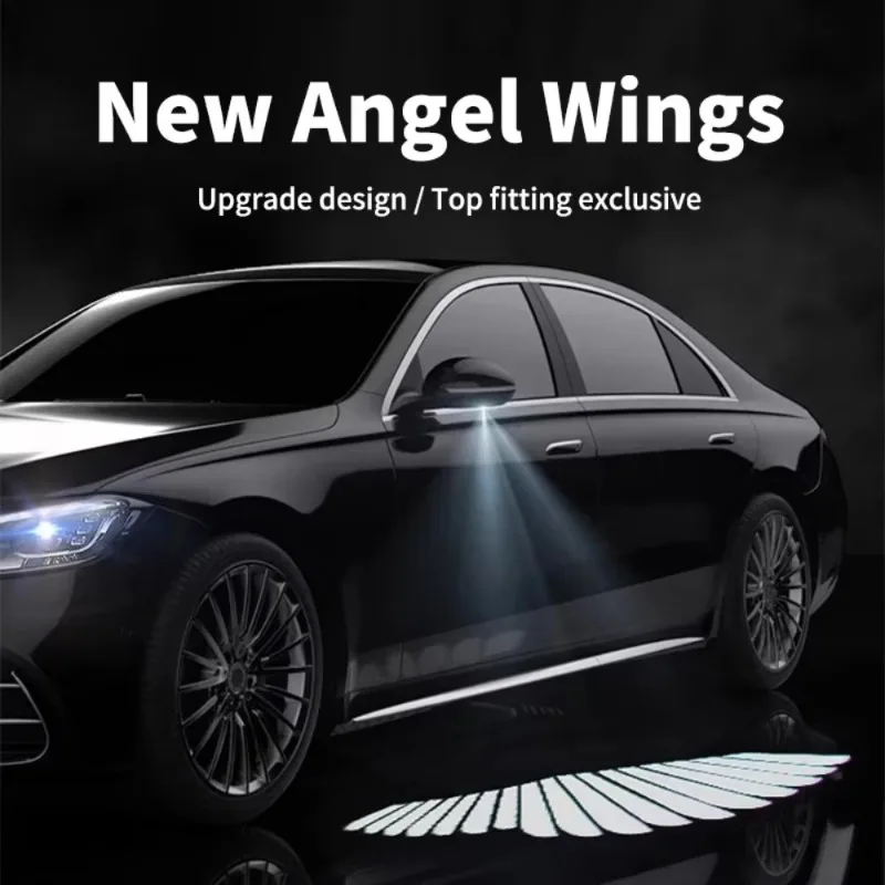 Car Modified LED Side Rearview Mirror Welcome Lights Angel Wing Dynamic Projection Projection Lamp Decoration Auto Accessories