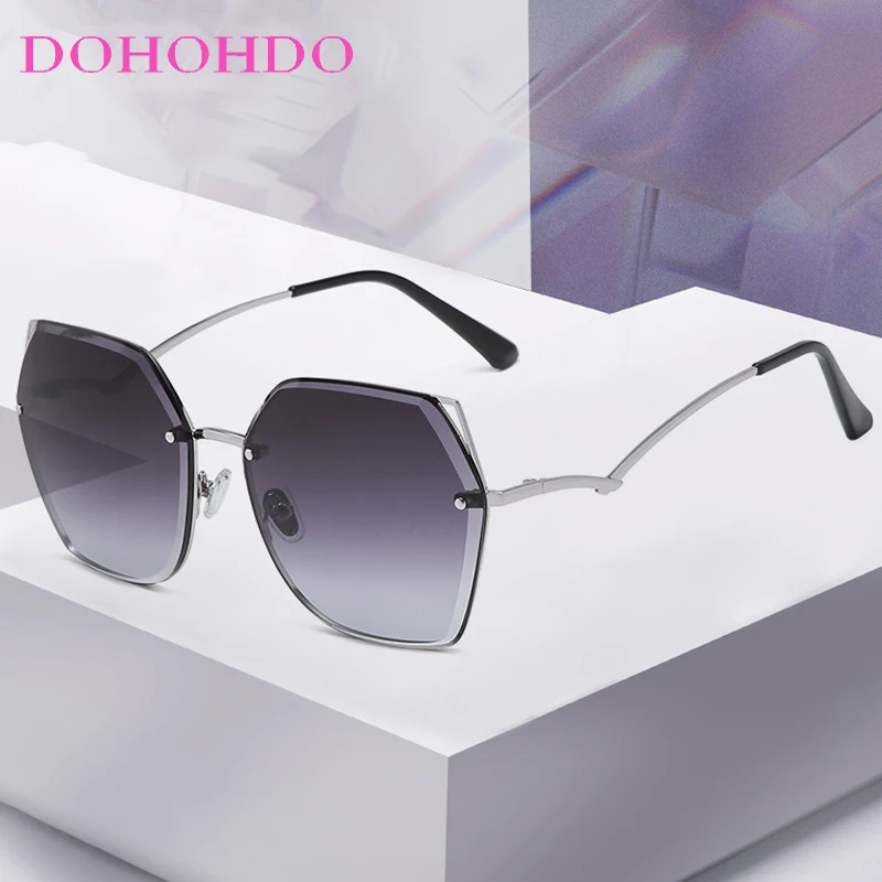 

New Trendy Fashion Metal Polygon Rimless Sunglasses Women Vintage Brand Design Men Shades Travel Driving Sunglasses Female UV400