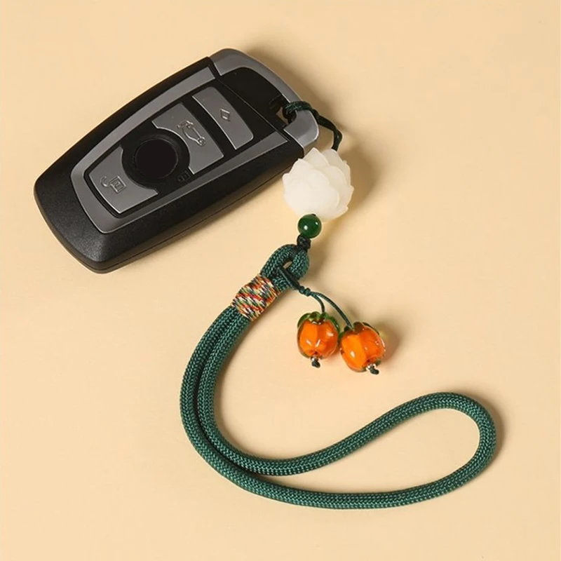 Liuli Persimmon Handykette Schlüsselanhänger Anhänger Anti-Verlust-Handschlaufe Persimmon Bodhi-Wurzel Lotus Kopfhörer-Kamera-Kette – Detail 6