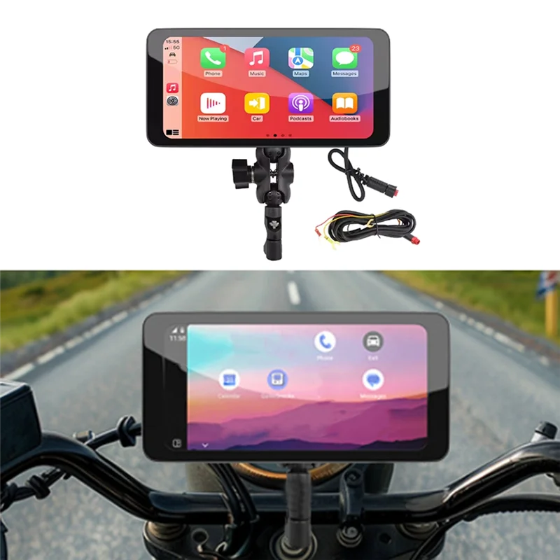 Ecran-bluetooth-intelligent-pour-moto-65-pouces-sans-fil-carplay-android-support-amovible-automatique-ecran-etanche-ip67