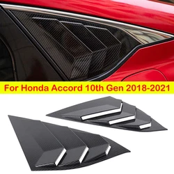 Cubierta de persiana lateral para coche, pegatina embellecedora de fibra de carbono ABS, color negro, para Honda Accord 10th Gen 2018-2021