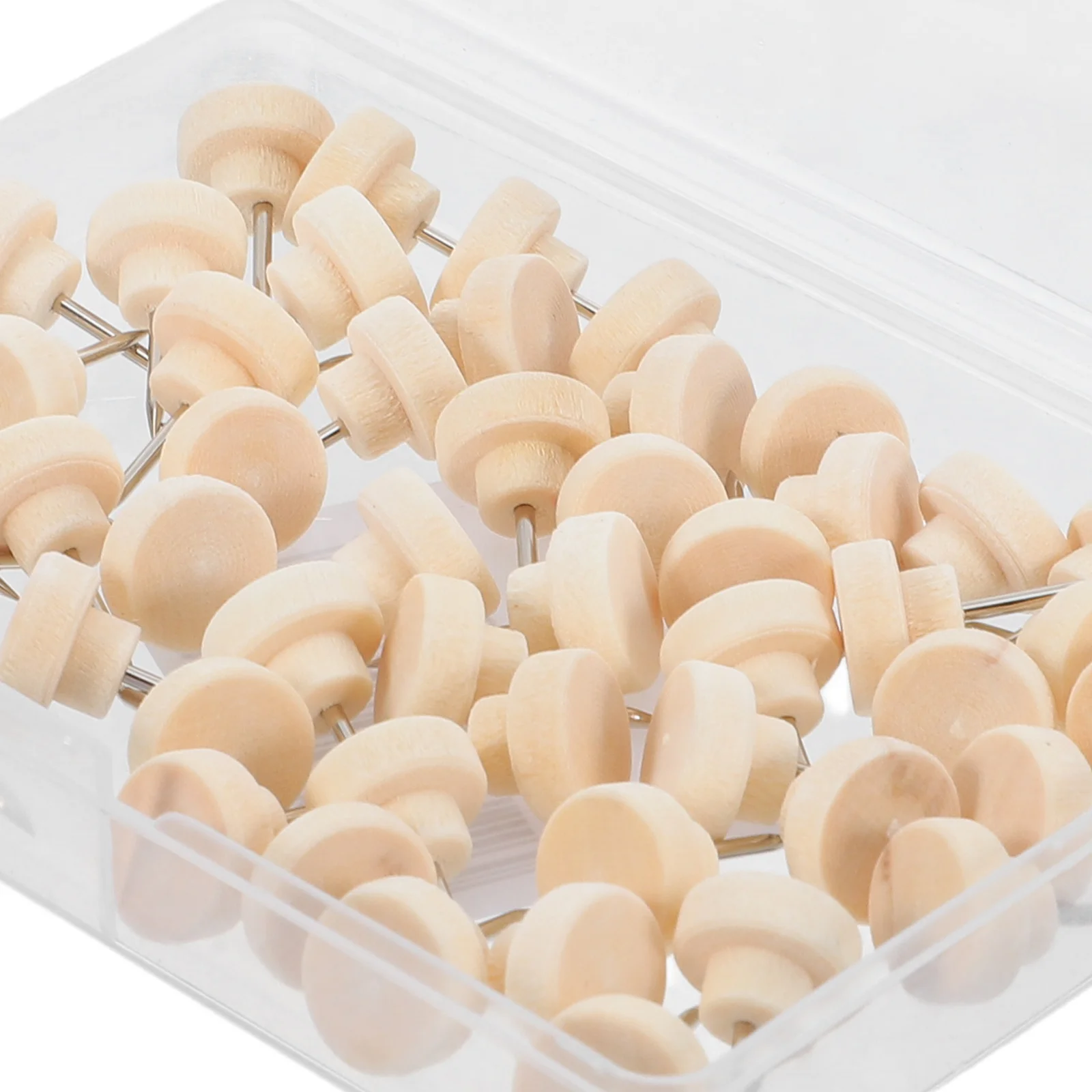 50個の木製プッシュピン、丸い装飾用鋲、掲示板、コルクボード、壁ディスプレイ、メモ、ホームオフィスの装飾用