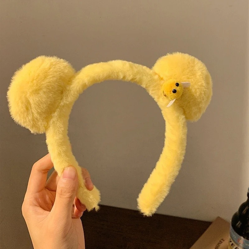 Niedliches Bienen-Bärenohren-Plüsch-Haarband für Frauen und Mädchen, Gesichtswasch-Haarband, Liebliche Tier-Stirnbänder, Cosplay-Haarreifen, Modische Haaraccessoires – Detail 5