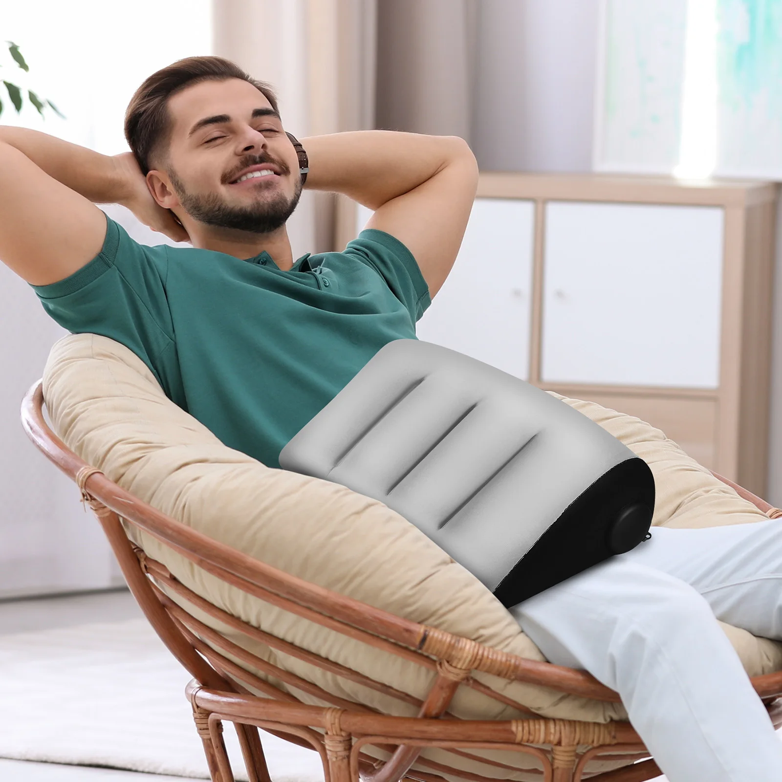 

Flocking Inflatable Pillow Camping Blow up Portable Beach Travel Pvc Essentials Pillows for