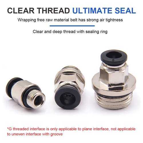 Imagen 2 del producto Conector rápido neumático de PC, rosca G, manguera de traquea, 4mm, 6mm, 8mm, 10mm, 12mm, componentes neumáticos con anillo de sellado