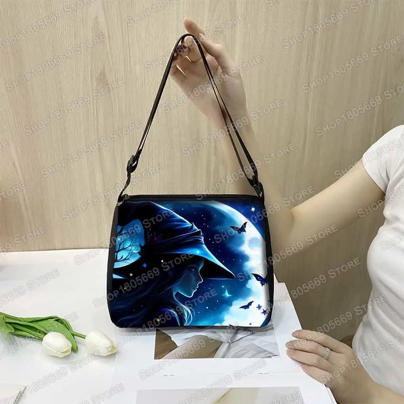 Fantasy Witch Black Cat Shoulder Bag Gothic Angel Death Skull Women Handbags for Travel Phone Purse Holder Harajuku Shopper Bags — zdjęcie 5