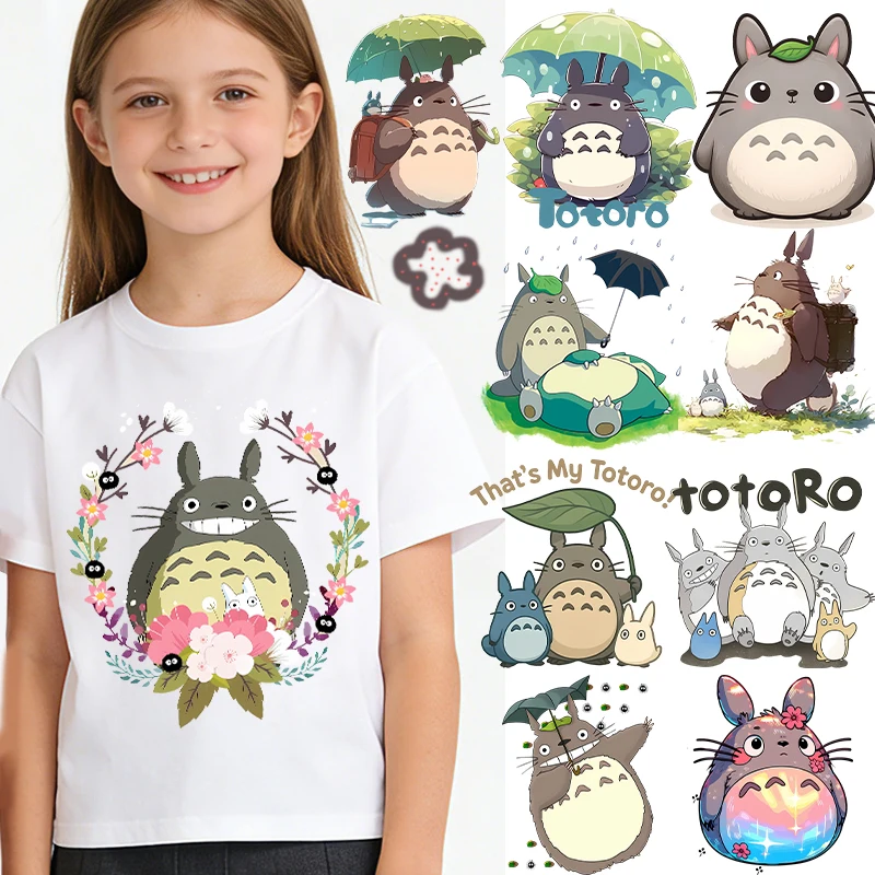 My Neighbor Totoro Transfer Stickers Anime Cute Iron on Patch Decals Clothes Sticker T-shirts Hoodie Clothing Hats DIY Applique