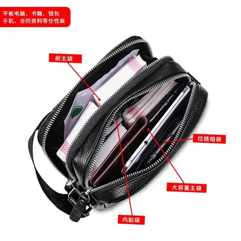 Men's Bag Large Capacity Single Shoulder Bag Real Leather Business Crossbody Bags Vertical Cowhide Luxury Designer Bag Messenger