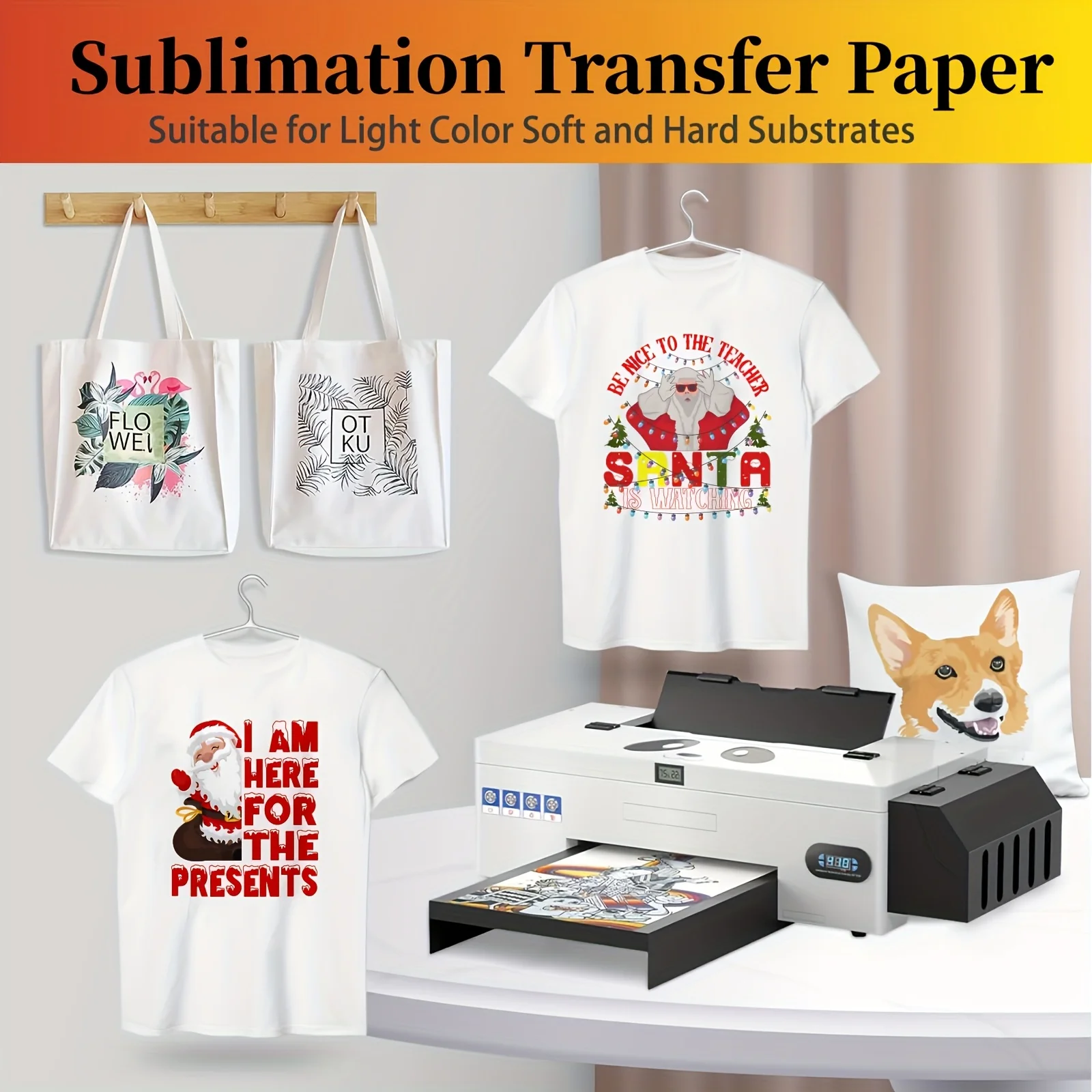 Papier do sublimacji ESHANG, papier termotransferowy 8,5x11 cali, 105 g, do drukarek atramentowych z tuszem do sublimacji, do kubków, koszulek, lekkich tkanin, DIY