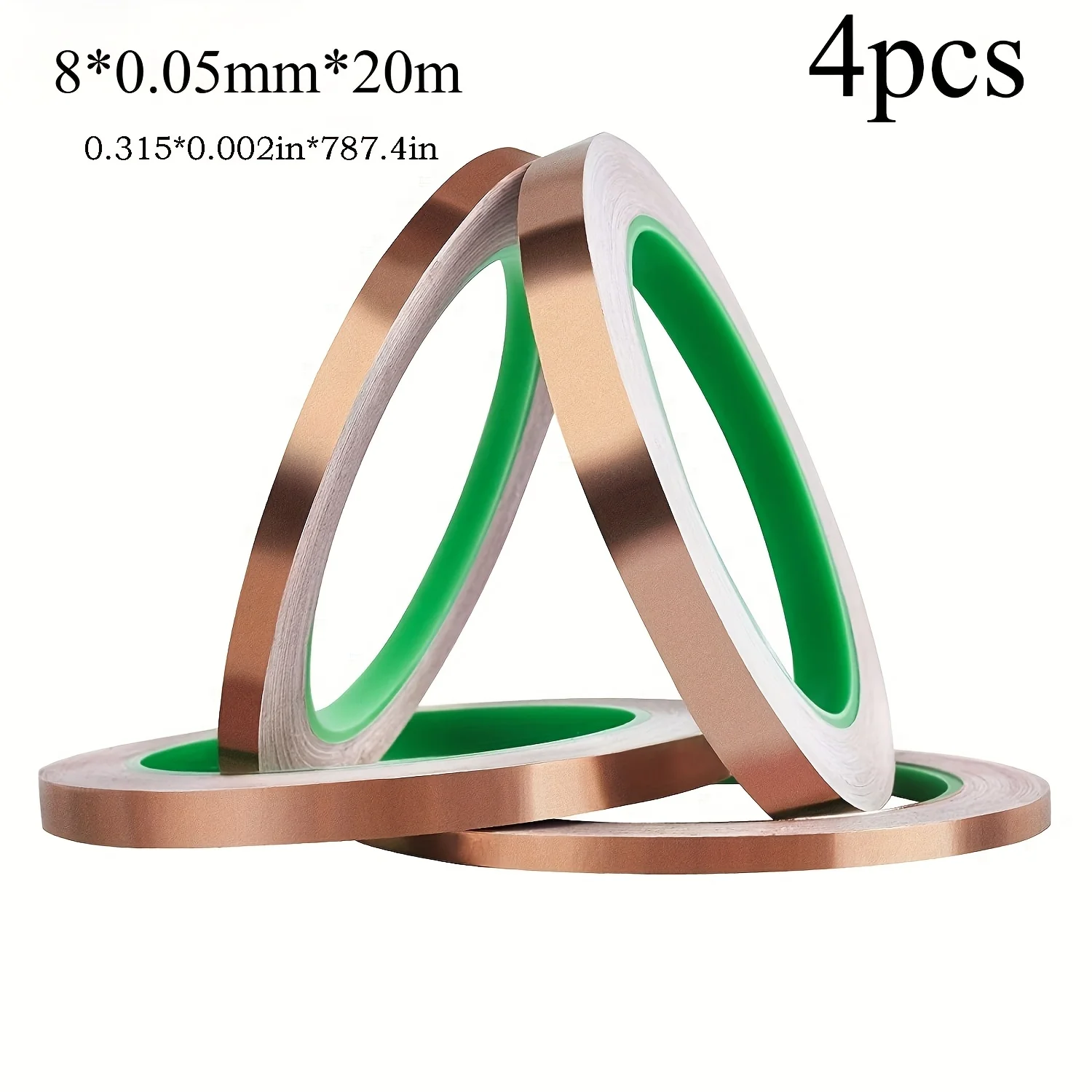 Double-Sided Conductive Copper Foil Tape 4Pcs, Guitar EMI Shielding, Electrical Repair, Craft Sticky Adhesive