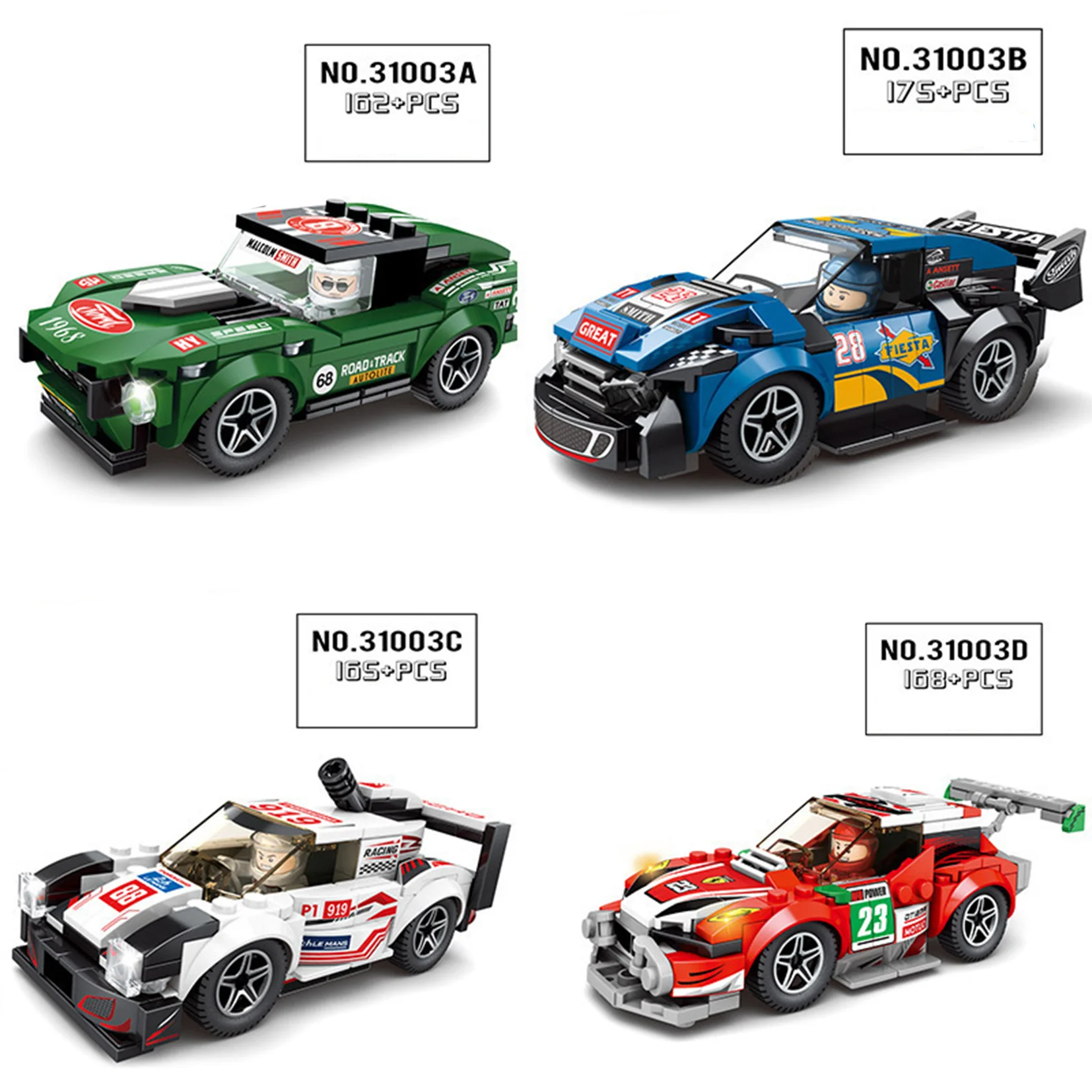 

4Pcs Speed Champion City Racing Car Building Blocks Sports Car Racer Vehicle Supercar Moc Model Educational Brick Toys Gift