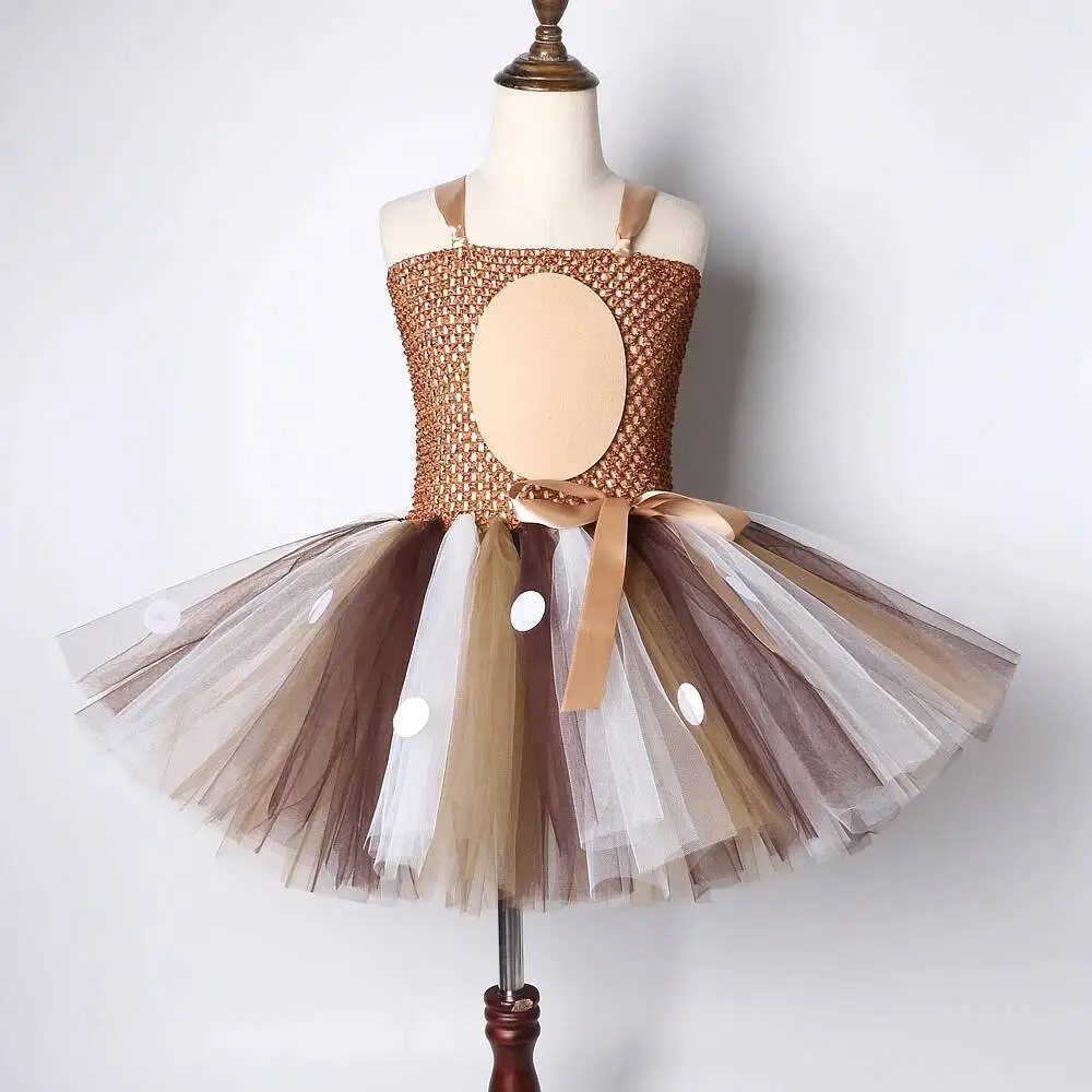 Vestido de tutú de ciervo para niña, vestidos de Navidad con