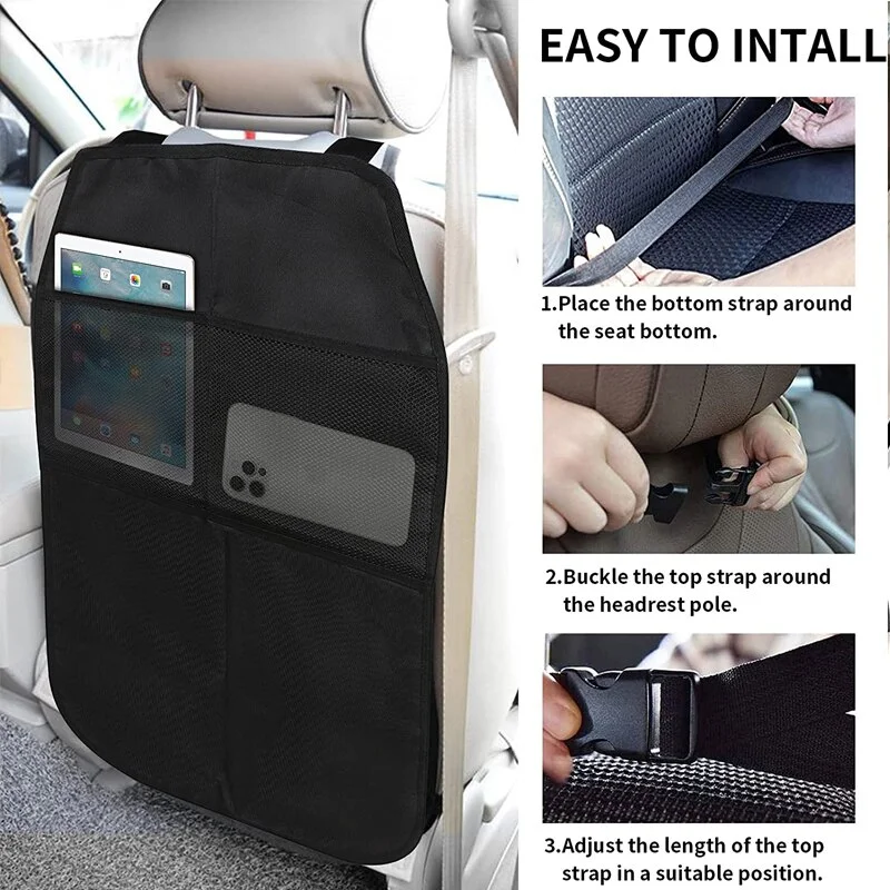Car Backseat Organizer with Tablet Holder Car Seat Protector Mat with Foldable Table Tray Car Seat Back Storage Bag