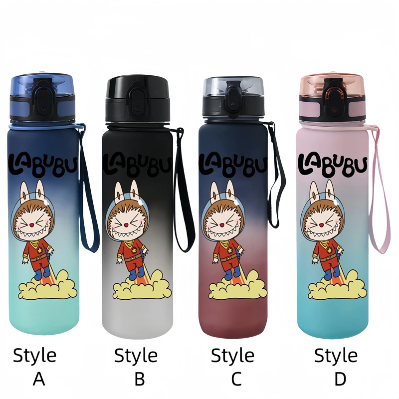 LABUBU 650ml Cartoon Characters Portable Water Cup Large Capacity Sports Outdoor Plastic Leak-proof Water Bottle Children's Gift