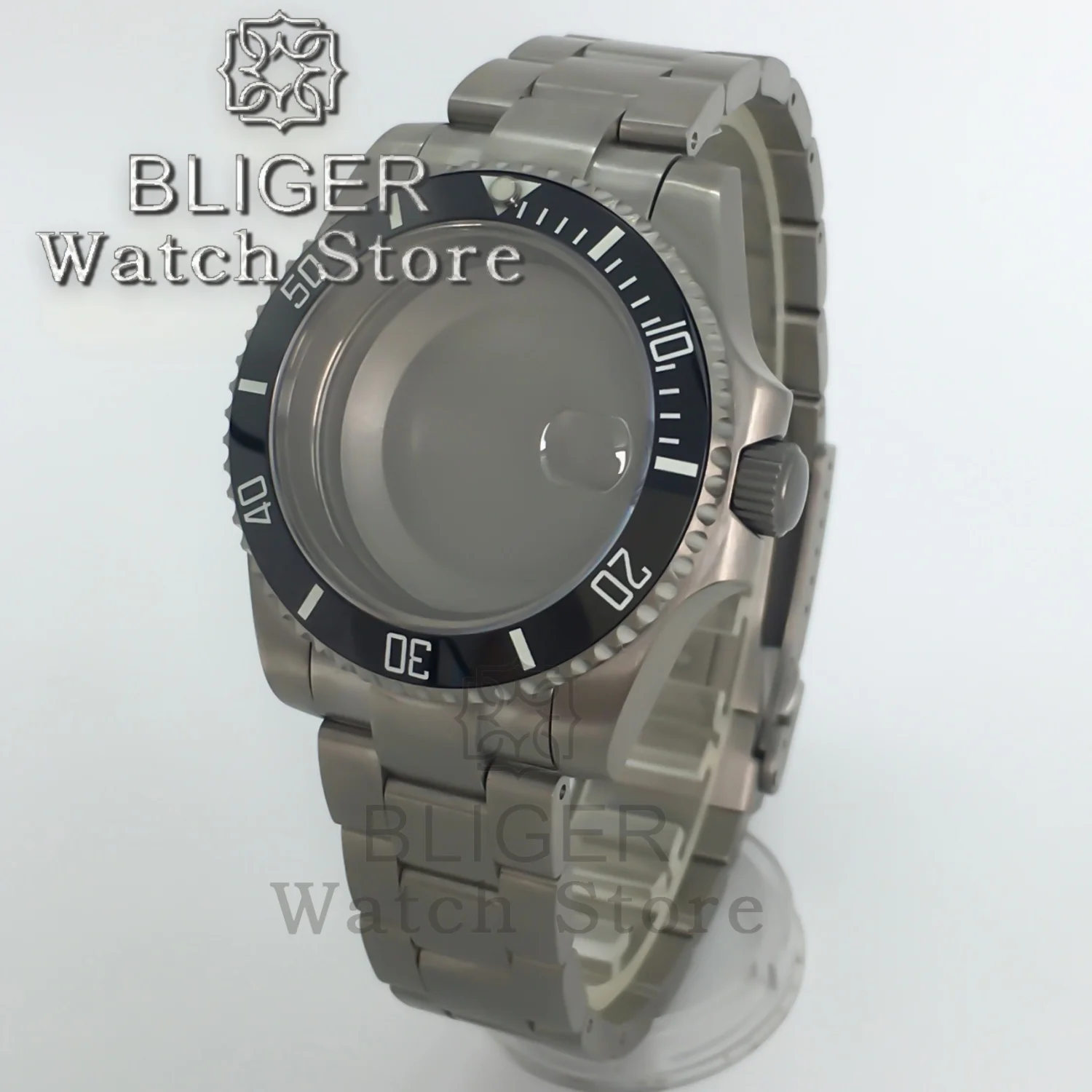 BLIGER 40mm Titanium Watch Case Watch Strap Sapphire Fits NH34 NH35 NH36 ETA2824 PT5000 Movement For SUB GMT Watches Accessories