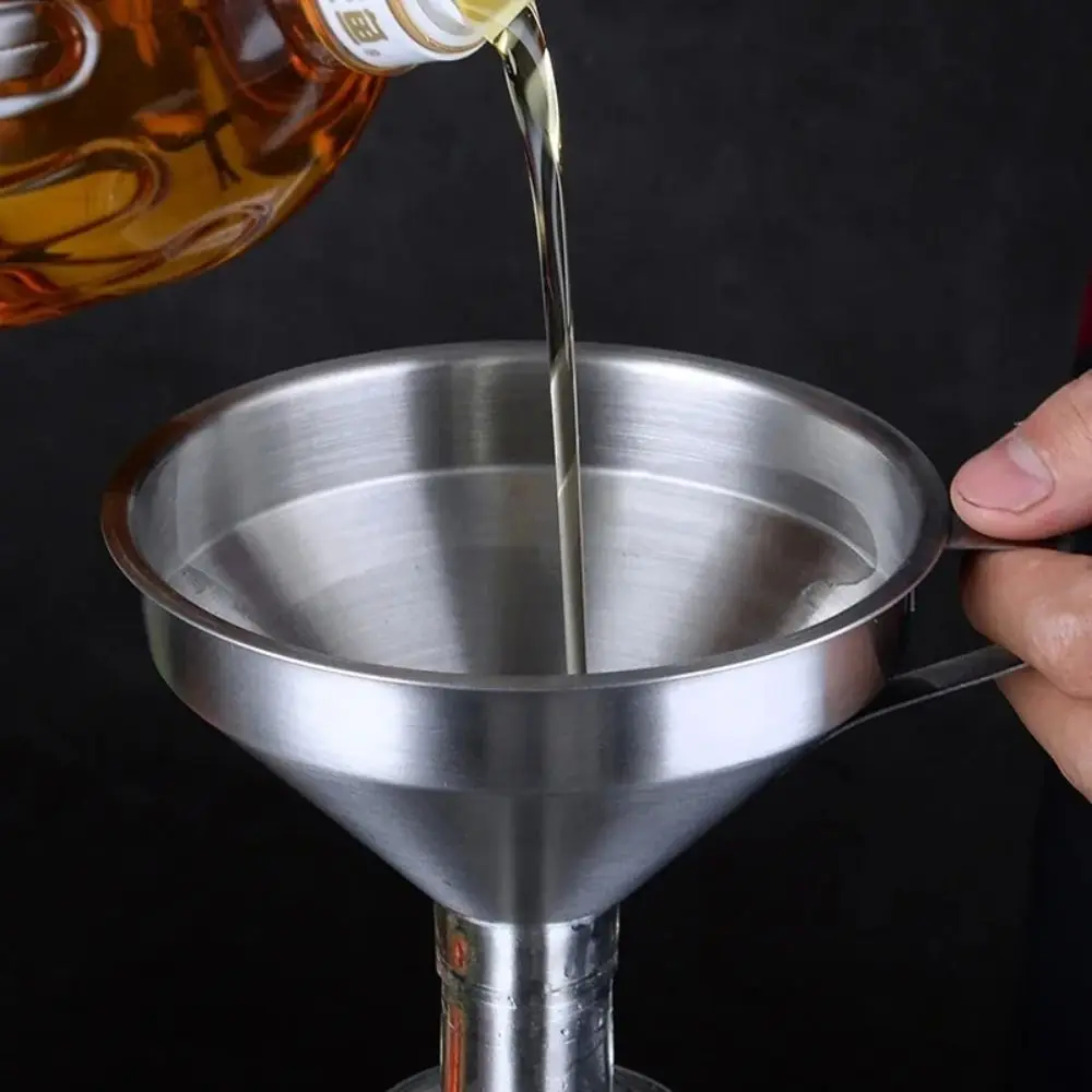 Stainless Steel Funnel Kitchen Oil Liquid Metal Funnel with Detachable Filter Wide Mouth Funnel for Canning Kitchen Tools