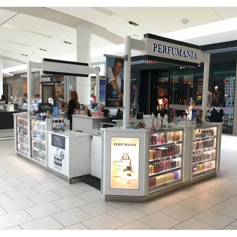 

Custom, High-end Perfume Display Counter Shopping Mall Kiosk Design for Perfume Stand Kiosk for Mall