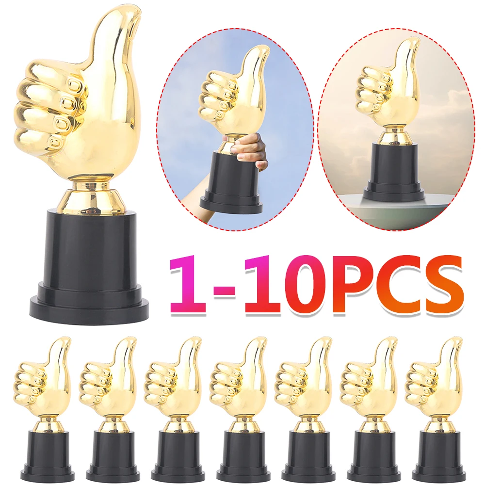 1-10pcs Thumbs Up Trophy Football Plastic Trophy Encouragement Mini Victory Trophies Award Prize 5in High For Home Desktop Decor