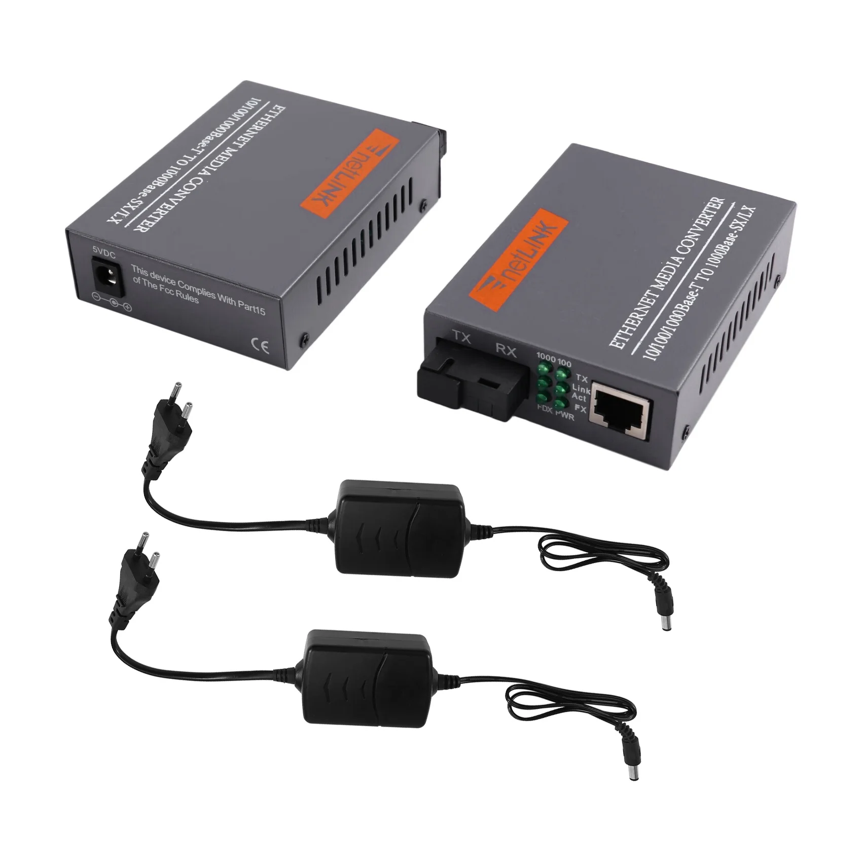 Y69A 5X Gigabit Fiber Optical Media Converter HTB-GS-03AB 1000Mbps Single Mode Single Fiber External Power Supply EU PLUG