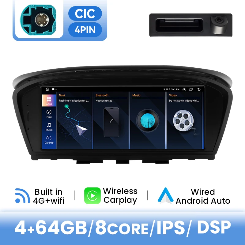 8-core Android 14 draadloze Carplay en Android Auto multimediaspeler voor BMW 5/3 Serie E60 E61 E63 E64 E90 E91 E92 CCC CIC DSP