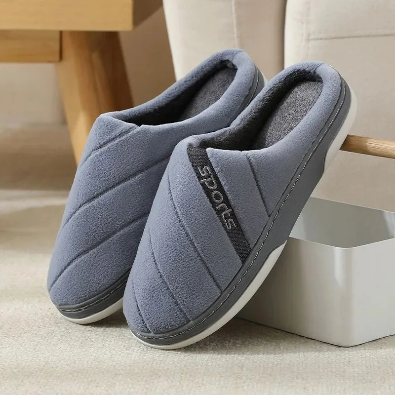 

Big Size Men Slippers House Slipper Anti-slip Couples Women Floor Shoes Home Slipper Bedroom Winter Warm Indoor Plush Slides