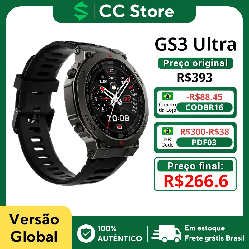Novo Smartwatch BlackShark GS3 Ultra Equipado com GPS de dupla frequência, durabilidade de nível militar, resistência à água 5ATM e IP69K.