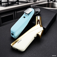 JOBON Windproof Blue Flame Gun Lighter Adjustable Flame Size Circulating Inflatable 360° Inverted Ignition Safety Lock Ignition