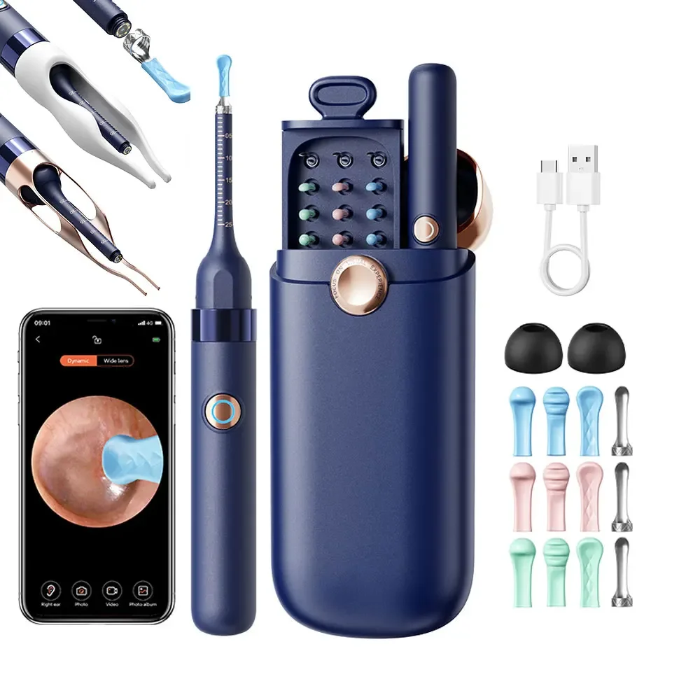 Ear Wax Removal Tool Camera Waterproof Ear Cleaner with Camera Visual Ear Pick Tweezers Wax Remover Ear Cleaning Kit for Family