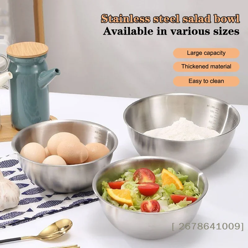 ⚑Stainless Steel Mixing Bowls with Measurement Mark,Nesting Metal Bowls for Kitchen Prep,Baking and Cooking