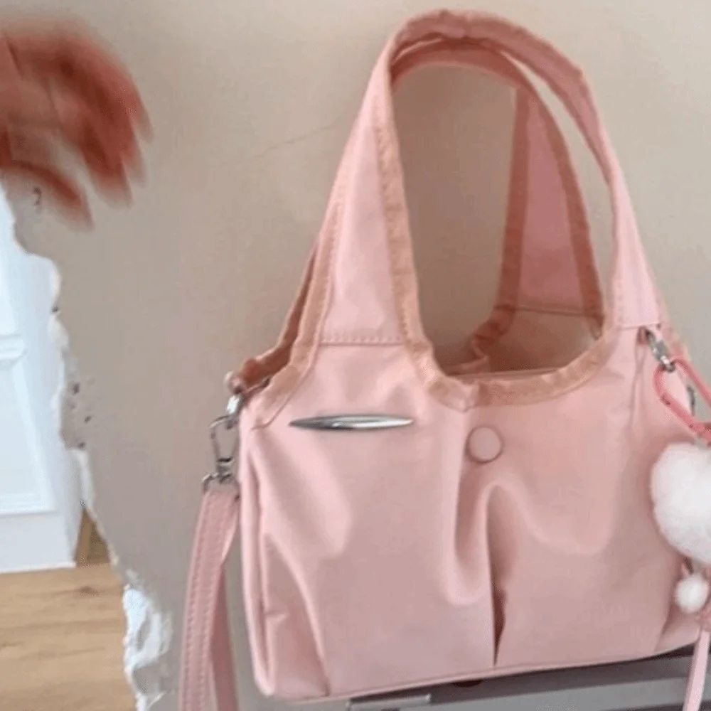 

Casual Korean Style Nylon Tote Bag Lightweight Handbag Crossbody Bag Solid Color Large Capacity Shoulder Bag Office Worker