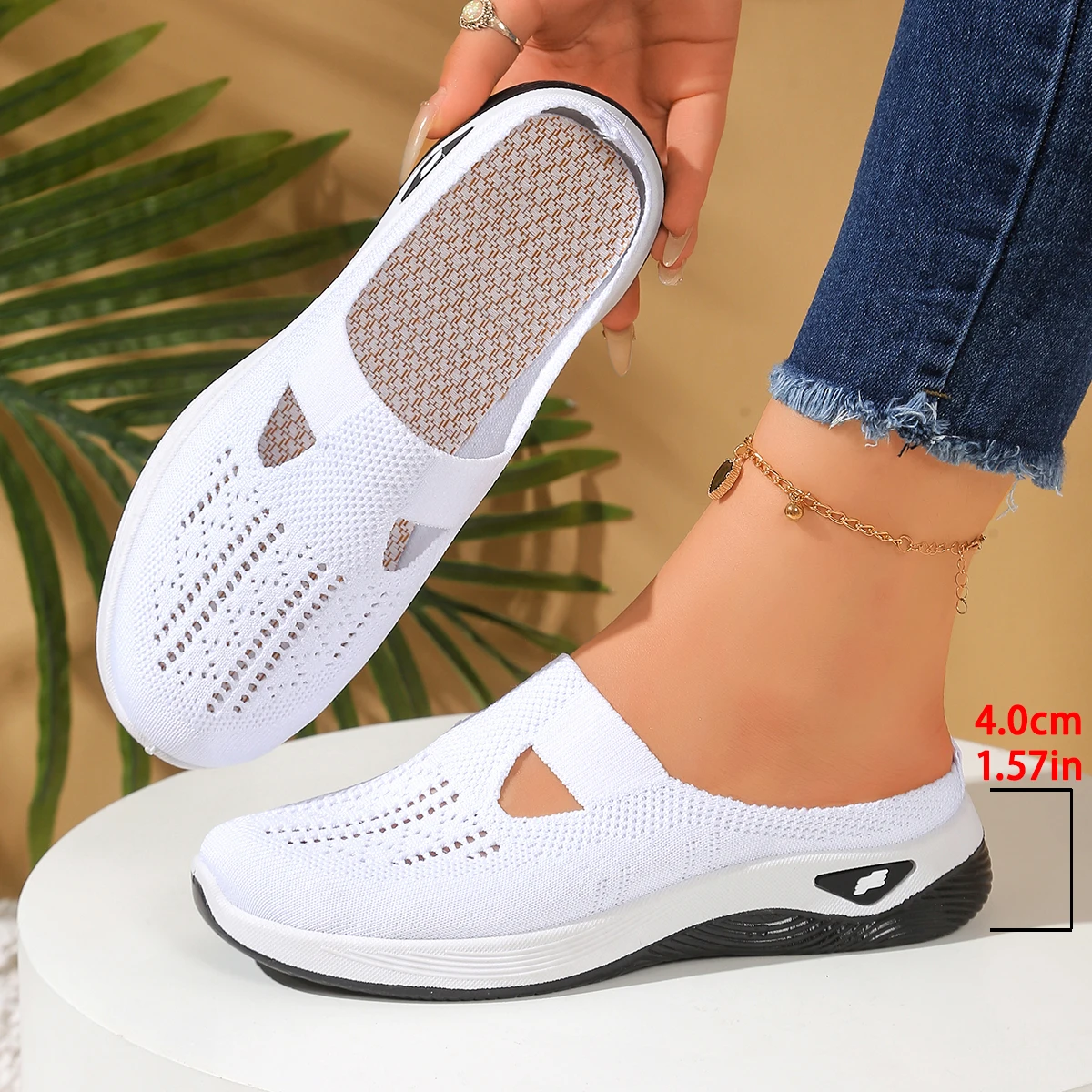 Zapatos de mujer Conveniente y cómodo en casa, un pie con ventilación y media zapatilla, zapatos de verano para mujer, envío gratis 2028*