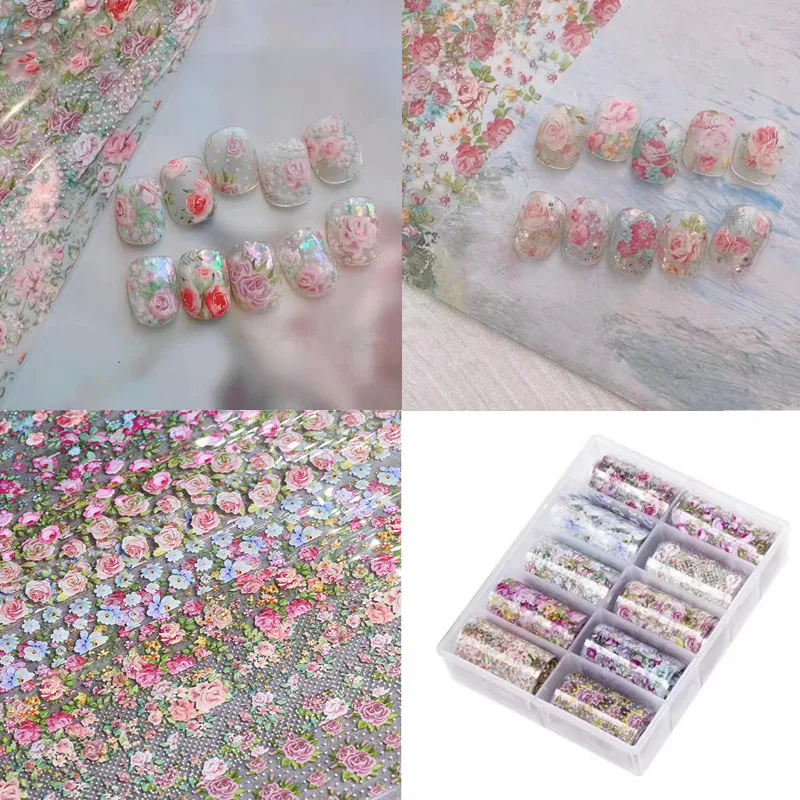 Nuevas Láminas de Flores para Uñas para Papel de Transferencia Pegatinas Florales Adhesivas Envolturas de Uñas de Frutas DIY Decoración de Mármol de Agua para Uñas 3